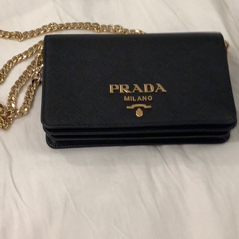 Prada evening bag with chain.